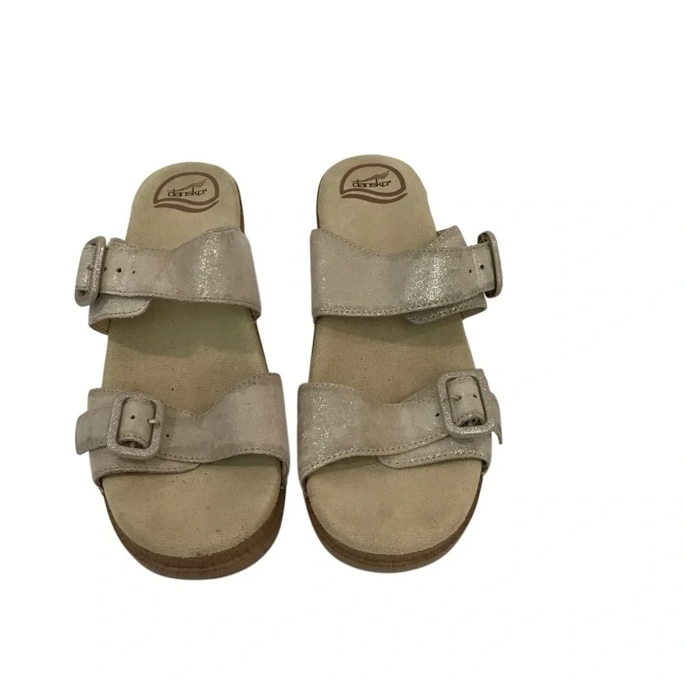 Dansko Sophie Metallica Slip On Leather sandal Champagne Gold Wize 40
